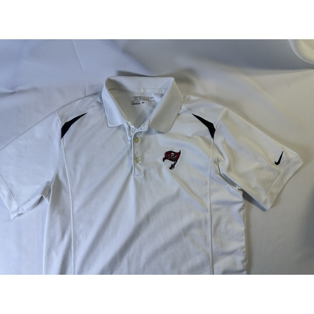 Nike Golf Tampa Bay Buccaneers Tour Performance White Polo Sz M Dri-Fit NFL EUC